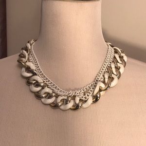 White and gold chain necklace